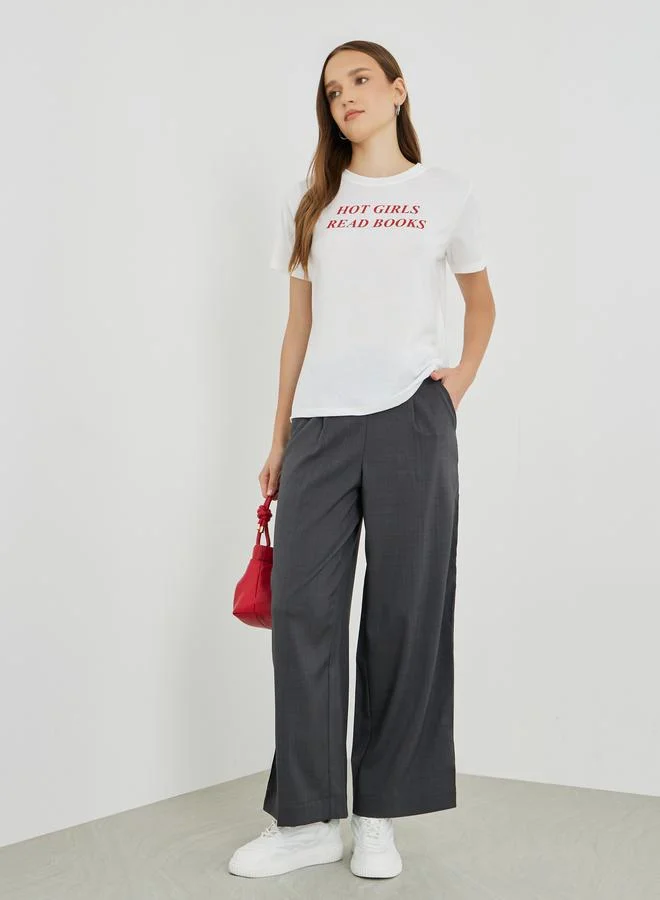 تايك تو Take Two Slogan Print Regular Fit T-Shirt