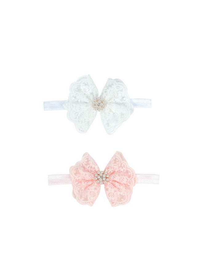 Nishine Nishine 2 pack Toddler Girls Lace Bow Headband Baby Bowknot Hiarband Baby Shower Photo Props  - Image 1