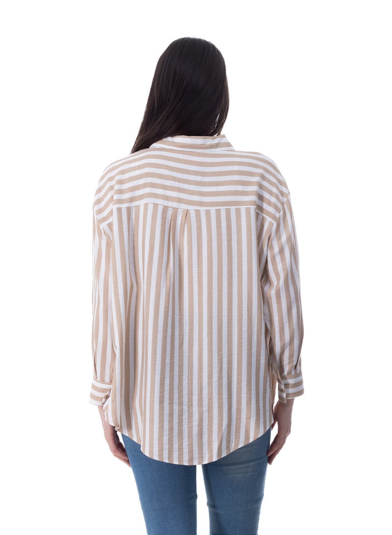 BEBO Women's striped long-sleeved shirt, free size, fits weight from 60 to 85 kg approximately - Image 2