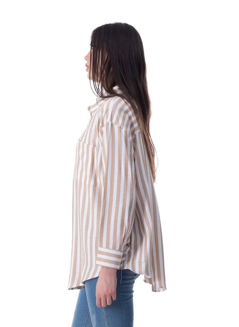BEBO Women's striped long-sleeved shirt, free size, fits weight from 60 to 85 kg approximately - Image 3