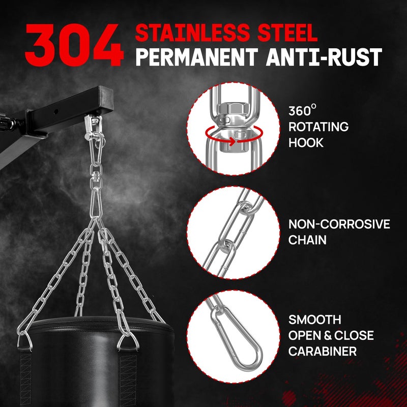 Yes4All Punching Bag Hanger, Stainless Steel Swivel Chain with 4 Snap Hooks for Heavy Bag, Gym Swing, Trapeze, and Hammock - Image 3