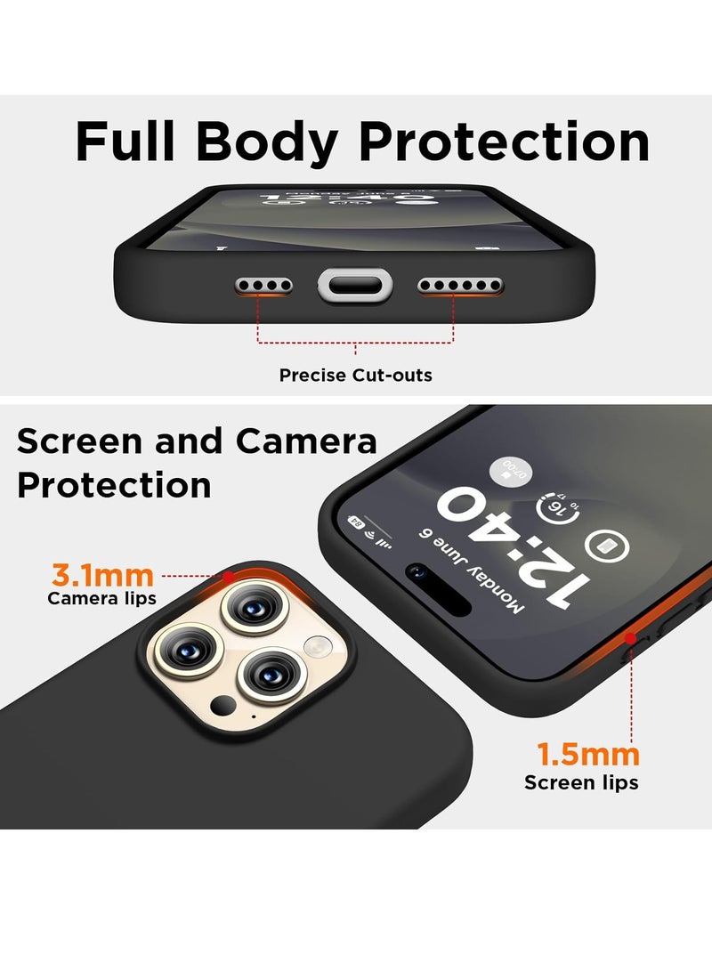 ELTRAZONE Compatible with iPhone 15 Pro Max Case, Liquid Silicone Case, Full Body Shockproof Protective Cover Slim Thin Phone Case with Soft Anti-Scratch Microfiber Lining, 6.7 inch-Black - Image 4