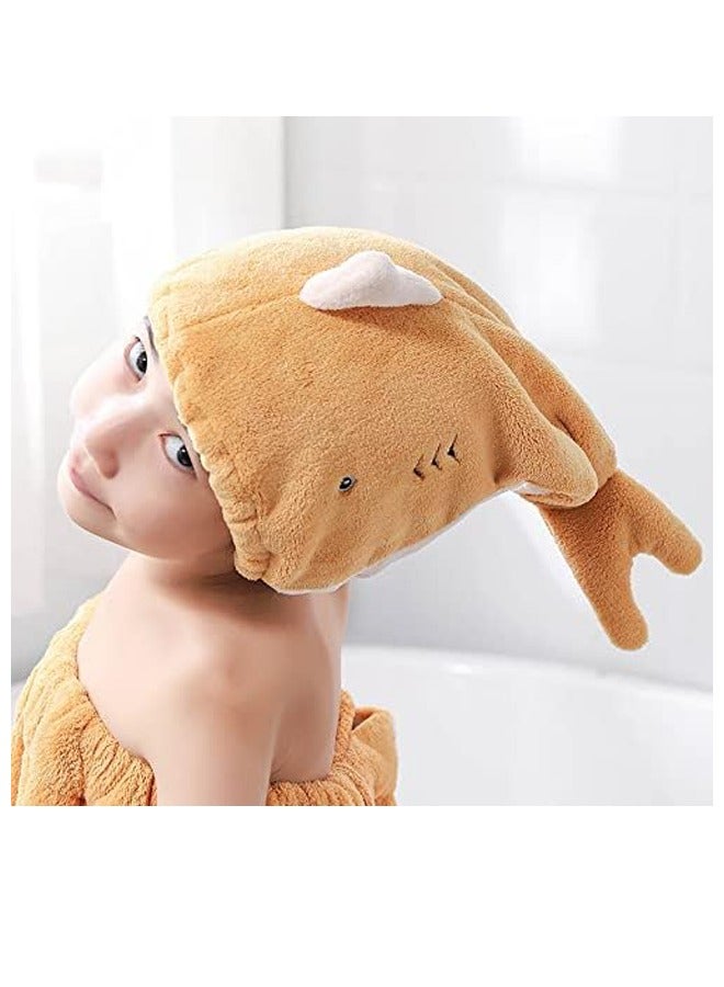 general Hair Drying Towel for Kids Cute Cartoon Absorbent Quick Drying Bath Wrap Set for Bathing Swimming Pool Soft Microfiber Cap for Curly Long & Wet Hair - Image 1