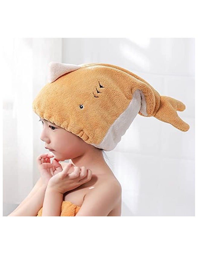 general Hair Drying Towel for Kids Cute Cartoon Absorbent Quick Drying Bath Wrap Set for Bathing Swimming Pool Soft Microfiber Cap for Curly Long & Wet Hair - Image 2