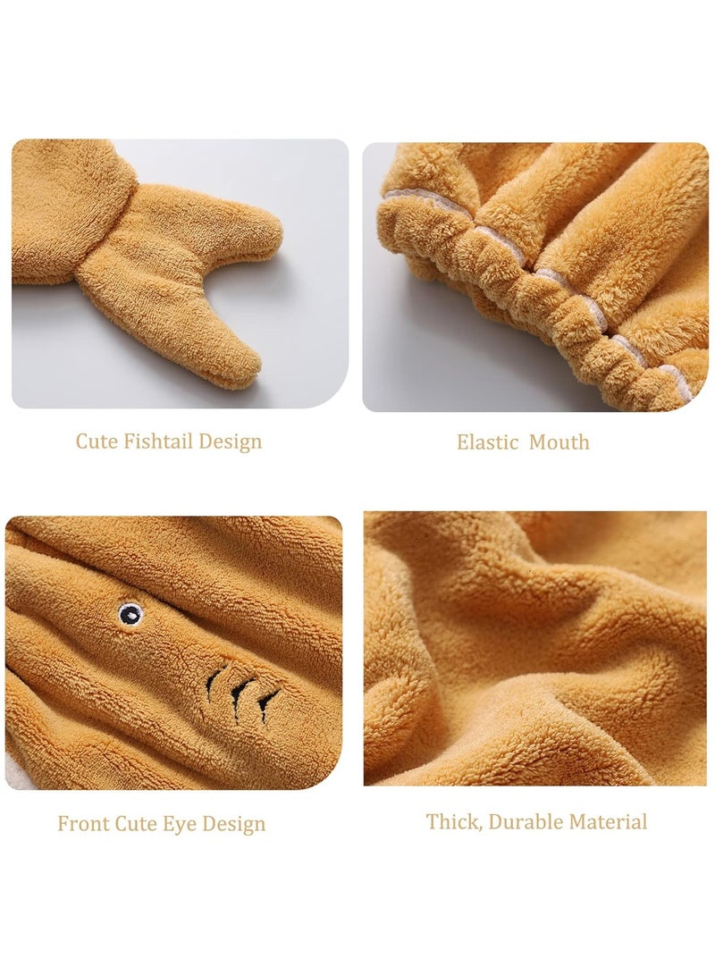 general Hair Drying Towel for Kids Cute Cartoon Absorbent Quick Drying Bath Wrap Set for Bathing Swimming Pool Soft Microfiber Cap for Curly Long & Wet Hair - Image 3