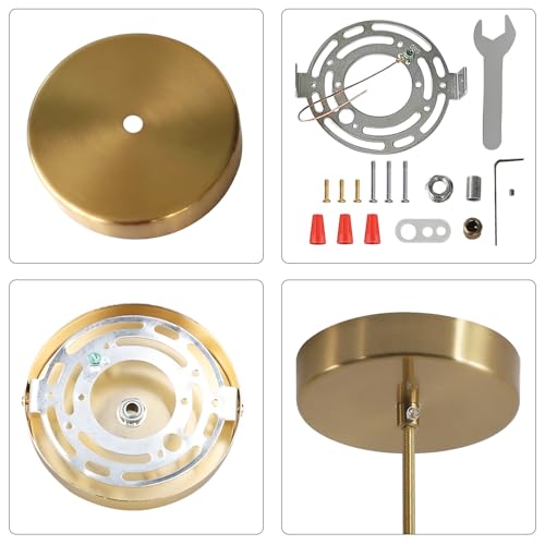 KCO Lighting 4.7 Inches Brass Ceiling Light Canopy Kit, Vintage Chandelier Plate Cover, Light Fixture Mounting Hardware for Hanging Lamp Fixture - Image 5