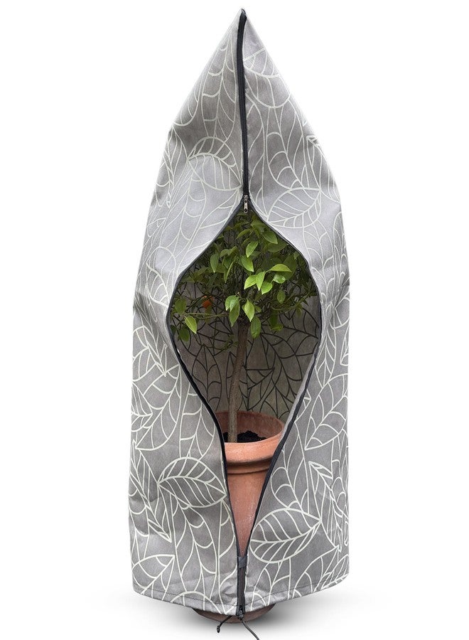 UB-STORE Plant Covers Freeze Protection 32"x47" in 4 Pack | Brown Winter Frost Blankets for Outdoor Plants | Reusable Garden Cover Bags with Zipper Drawstring | Cold Weather Shrub Protection Cloth - Image 3