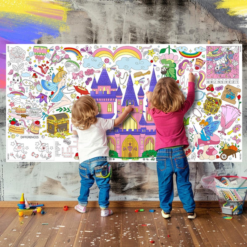 Drunze Princess Party Activity Giant Coloring Poster,35x72Inch Drawing Paper oloring Table Cloth,DIY PrincessTablecloth Art Crafts Coloring Sheet for Kids,Home Classroom Party Decorations Suppiles - Image 5