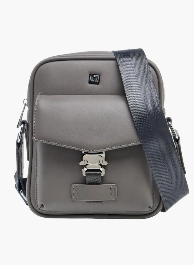 Solid Crossbody Bag with Adjustable Strap
