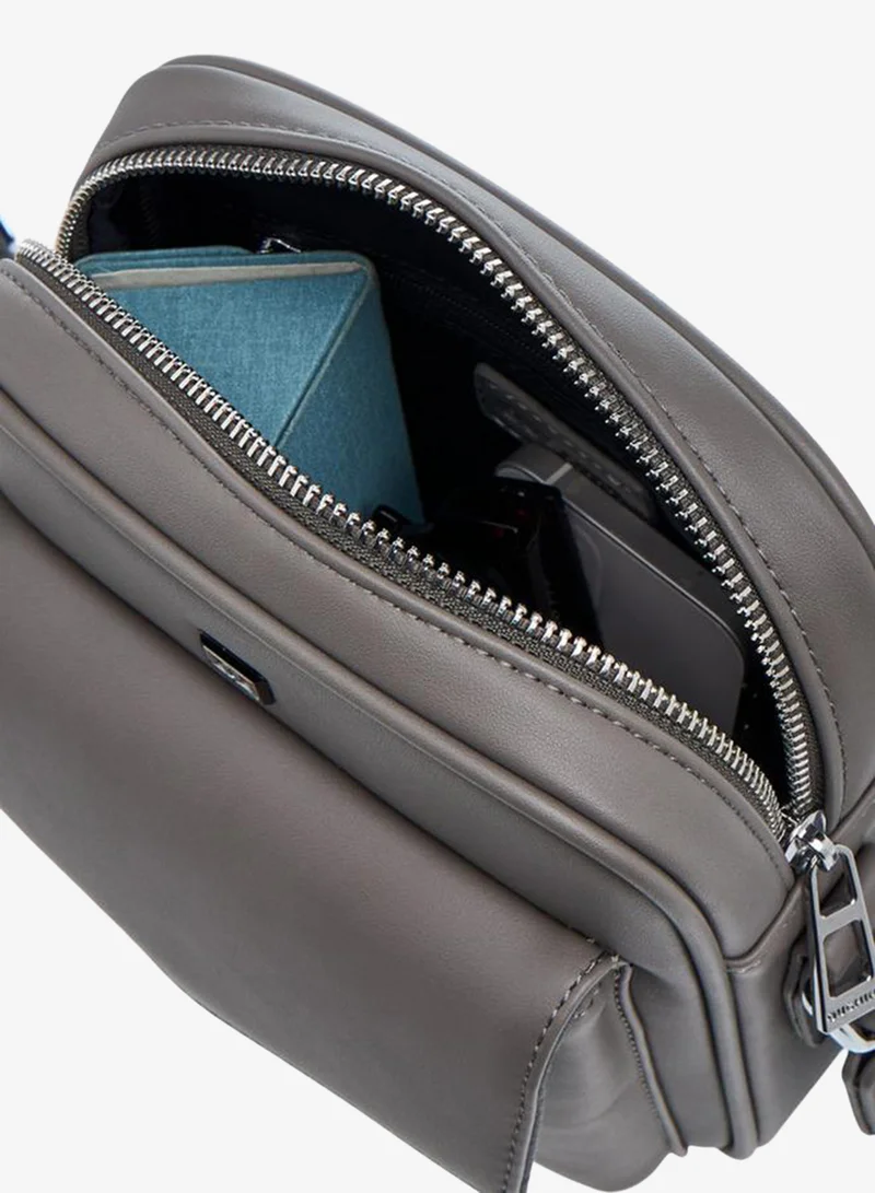 DUCHINI GREY Solid Crossbody Bag with Adjustable Strap for Men | Best Price UAE