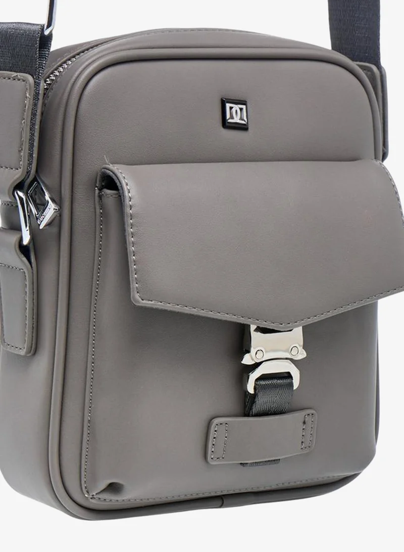 DUCHINI GREY Solid Crossbody Bag with Adjustable Strap for Men | Best Price UAE