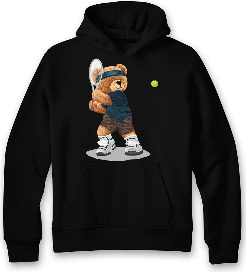 Ada Bebek Çocuk Ada Baby Kids Oversize Tennis Player Bear Printed Kids Sweatshirt