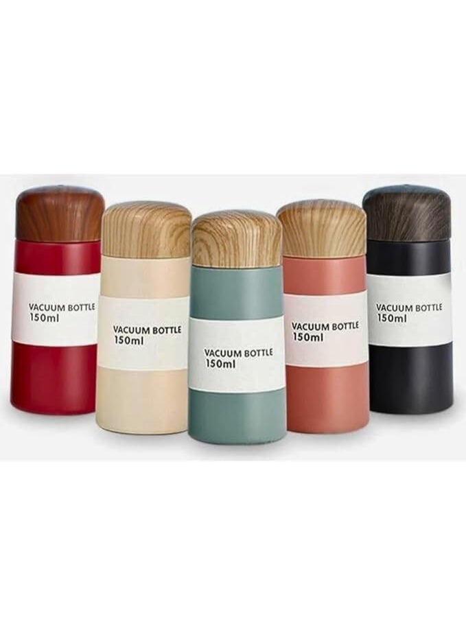 150ml Stainless Steel Thermal Coffee Thermos with Wood-Shaped Lid, Keeps Coffee Hot or Cold, Pink - Image 2