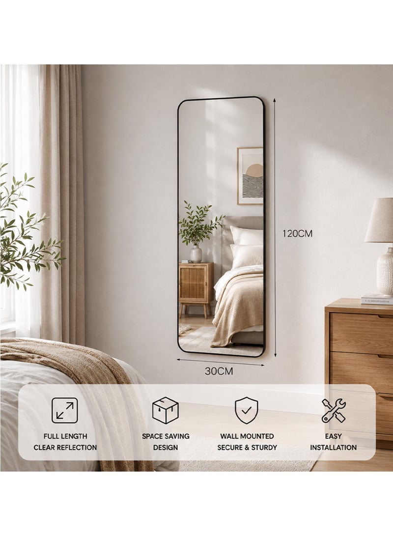 NKX Wall Mounted Full Length Mirror, Modern Slim Rectangular Dressing Mirror, HD Clear Reflection,  Space-Saving Hanging Mirror for Bedroom, Living Room and  Entryway Mirror 30x120 cm - Image 4
