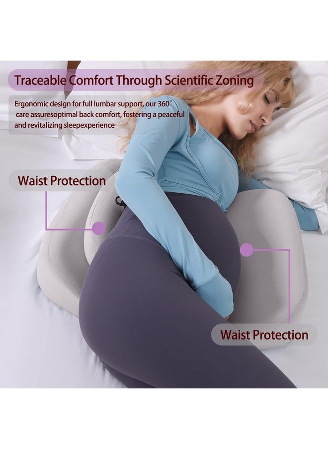 WEIKA - Pregnancy Pillows for Sleeping, Upgraded Memory Foam Maternity Pillow, Pregnancy Body Pillow for Pregnant Women with Removable, Washable Cover, Support for Belly,Back (Light Grey) - Image 1