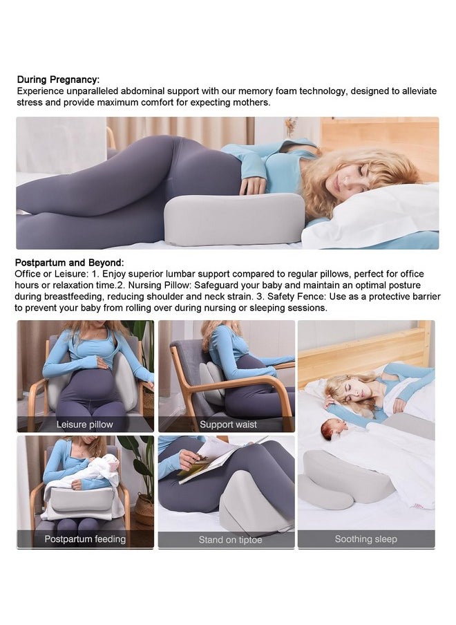WEIKA - Pregnancy Pillows for Sleeping, Upgraded Memory Foam Maternity Pillow, Pregnancy Body Pillow for Pregnant Women with Removable, Washable Cover, Support for Belly,Back (Light Grey) - Image 1