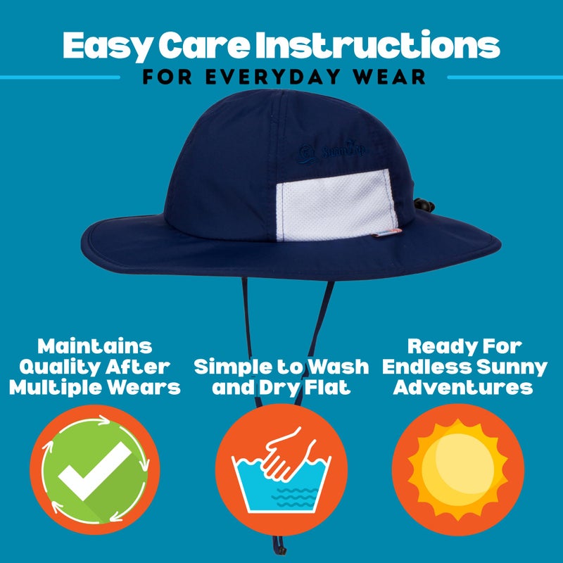 SwimZip Wide Brim Sun Hat | UPF 50+ Protection for Baby, Toddler, and Kids Navy - Image 5
