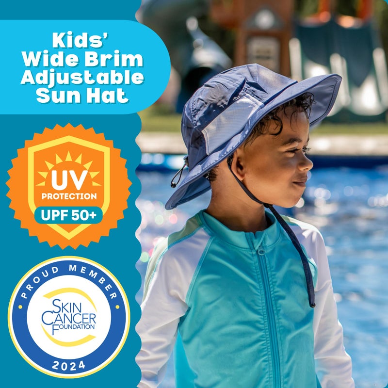 SwimZip Wide Brim Sun Hat | UPF 50+ Protection for Baby, Toddler, and Kids Navy - Image 2
