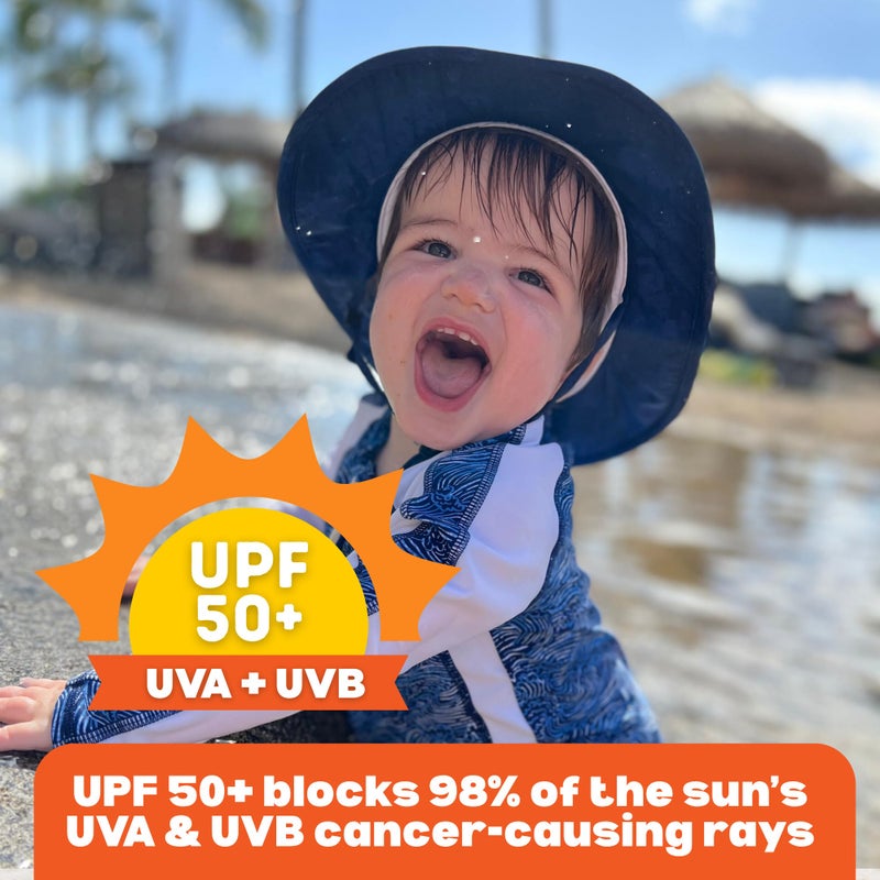 SwimZip Wide Brim Sun Hat | UPF 50+ Protection for Baby, Toddler, and Kids Navy - Image 4