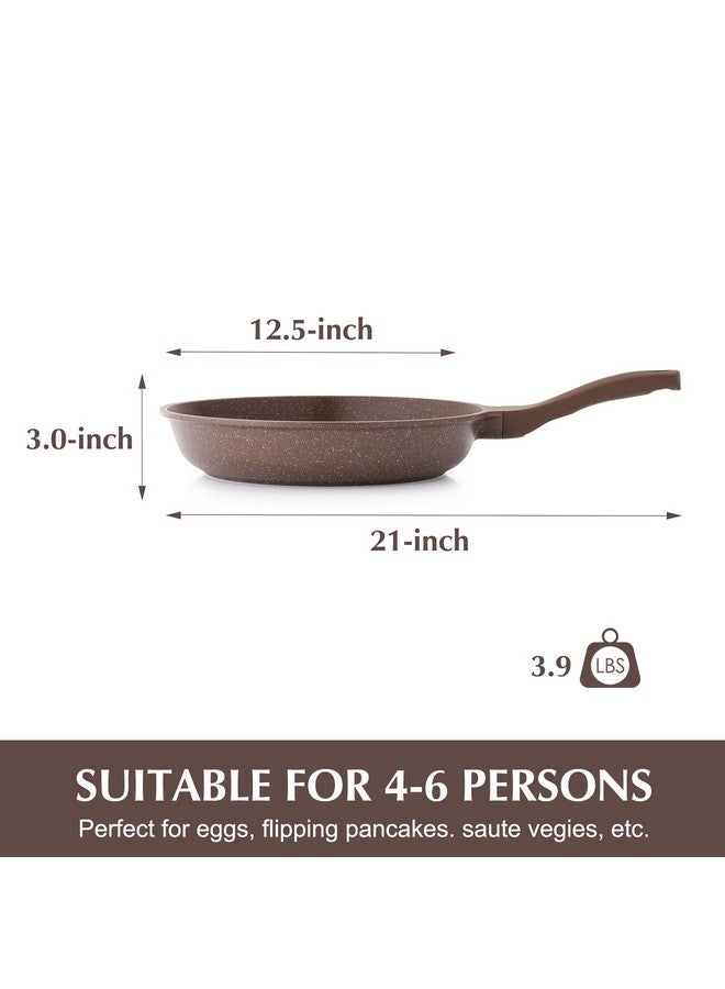 سنسارتي مقلاة سينسارتي غير لاصقة، مقلاة عجة، مقلاة طبخ صحية من الحجر، خالية من حمض بيرفلورو الأوكتانويك، لون بني توفي (12.5 بوصة) - Image 5