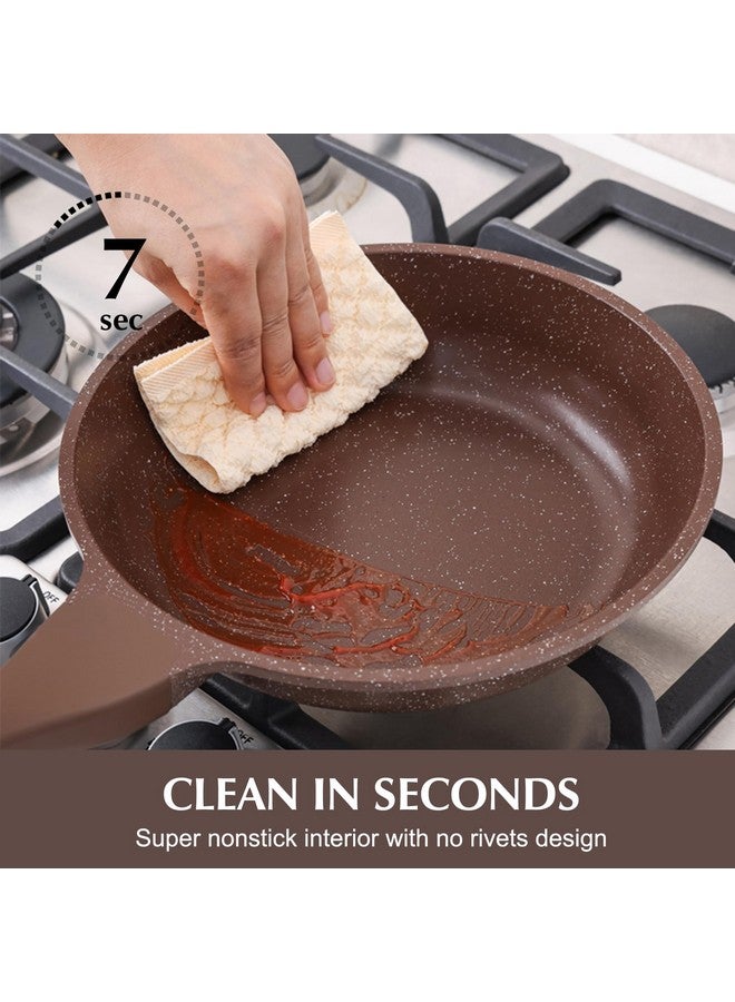 سنسارتي مقلاة سينسارتي غير لاصقة، مقلاة عجة، مقلاة طبخ صحية من الحجر، خالية من حمض بيرفلورو الأوكتانويك، لون بني توفي (12.5 بوصة) - Image 4