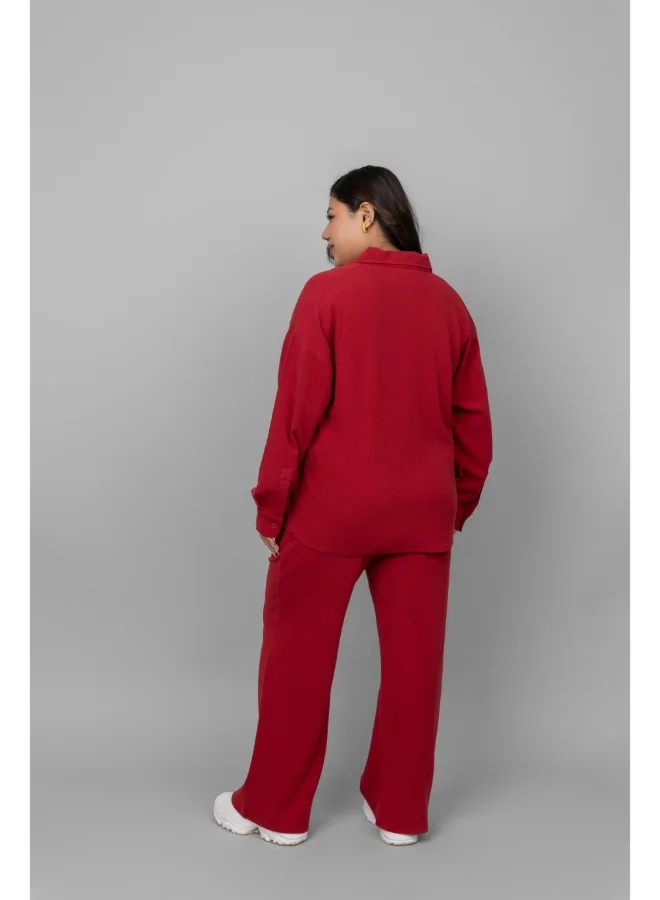 NeceSera Red Mini Waffle Pajama Set