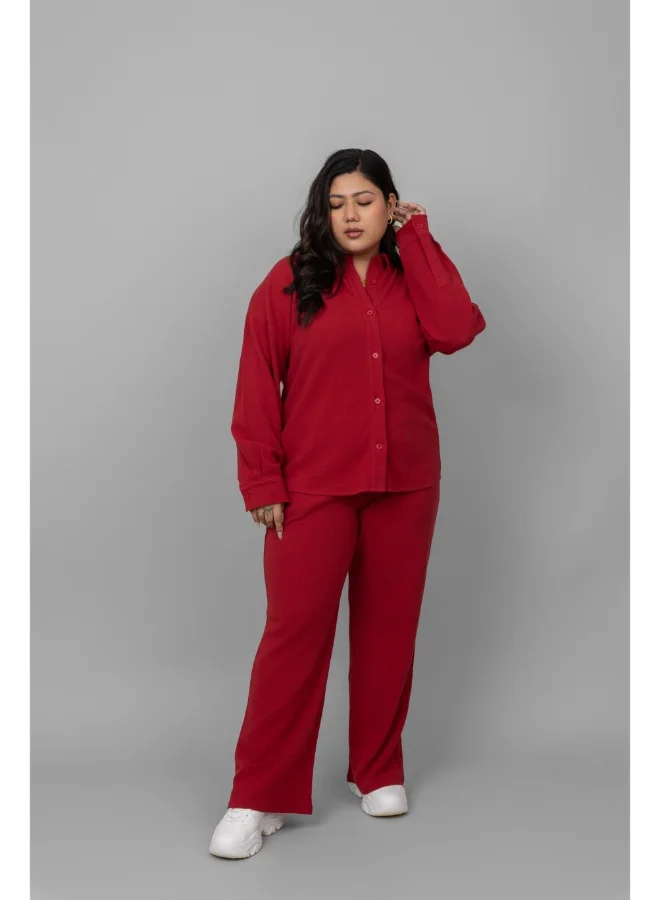 NeceSera Red Mini Waffle Pajama Set