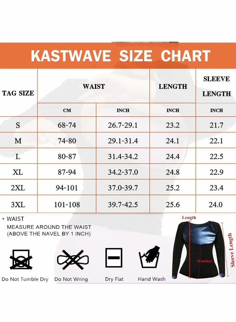 Sauna Suit for Women Sweat Body Shaper Jacket Hot Waist Trainer Long Sleeve Zipper Shirt Workout