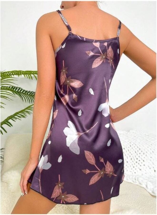 Shein Floral Print Satin Cami Nightdress  - Image 2