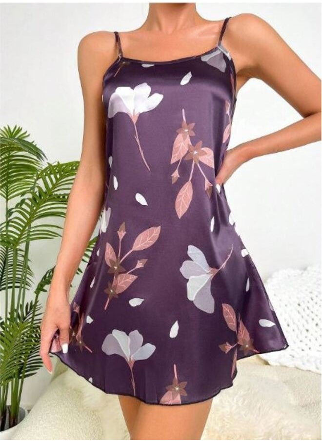 Shein Floral Print Satin Cami Nightdress  - Image 5
