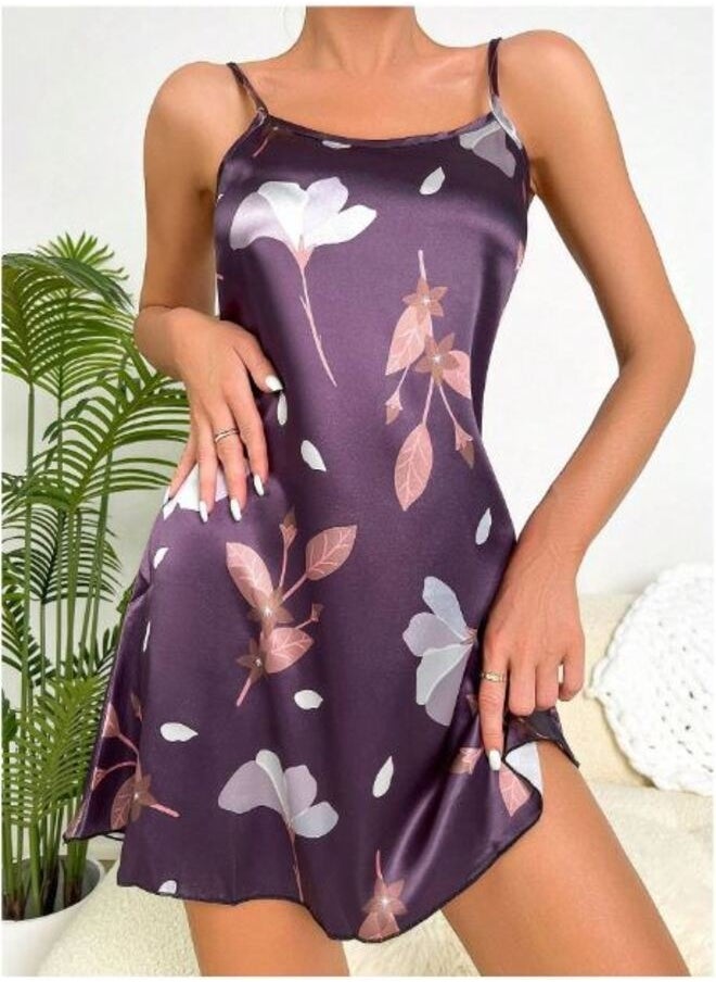 Shein Floral Print Satin Cami Nightdress  - Image 3