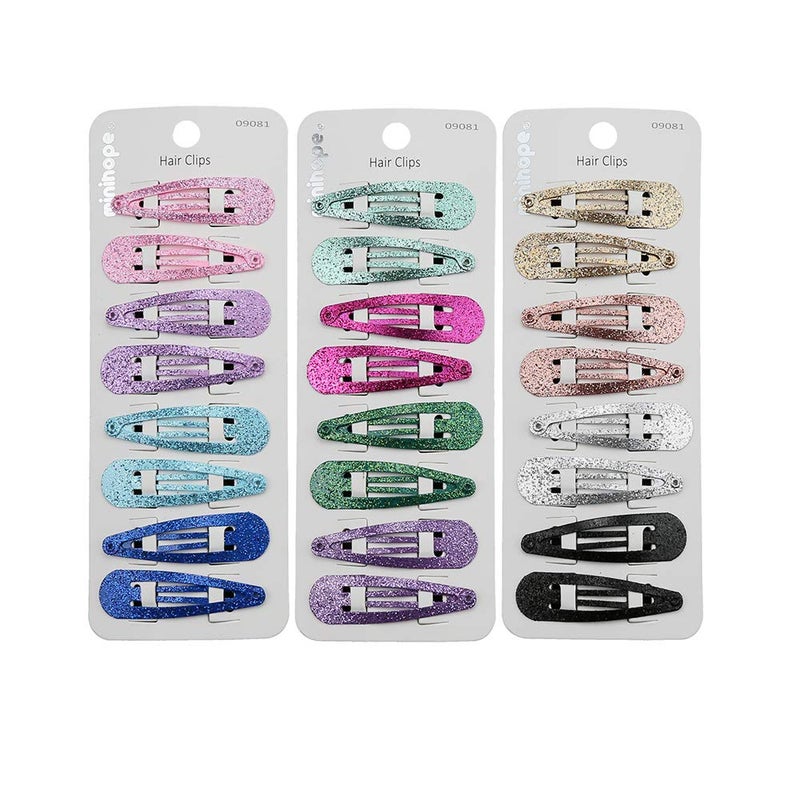 minihope snap hair clips for women snap clips for grilsSurface metal flash powder5cm24 Count Pack of 1