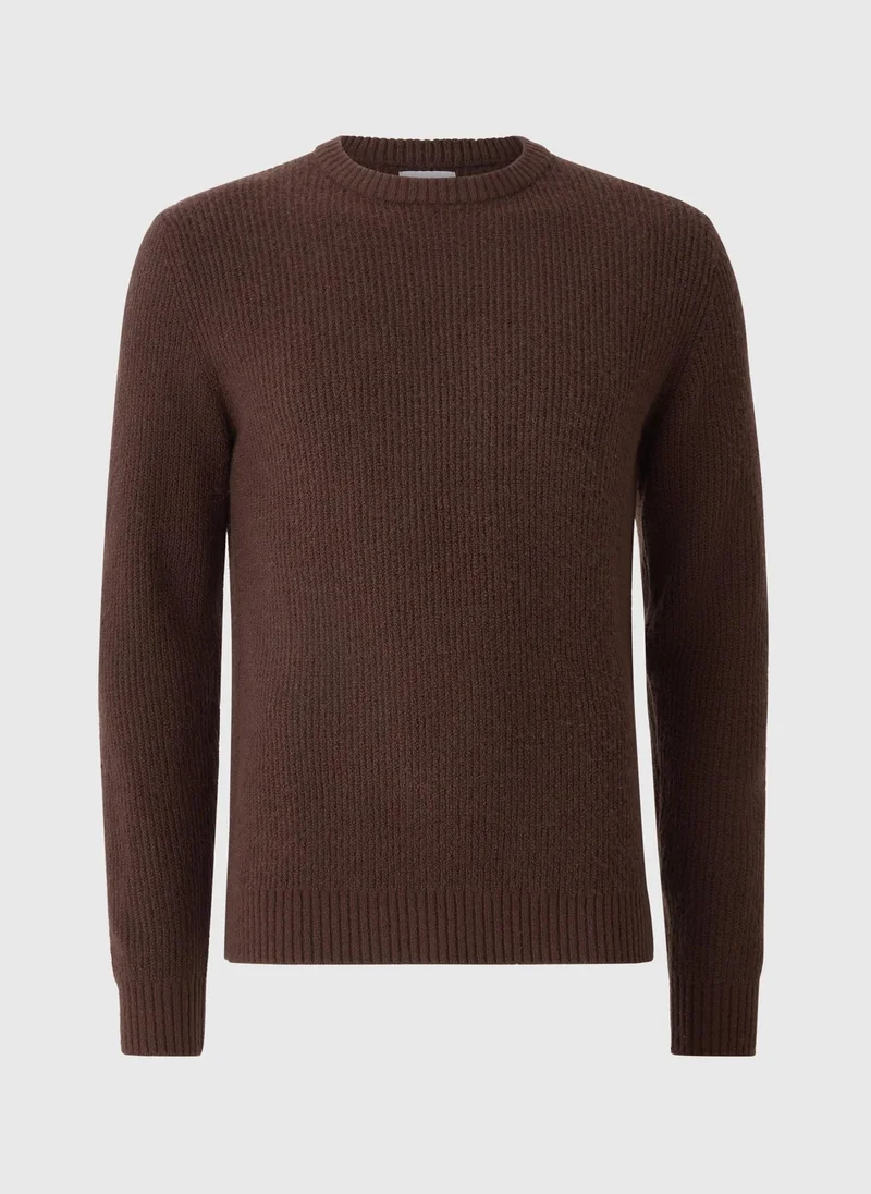 Matalan Brown Ribbed Crew Neck Jumper