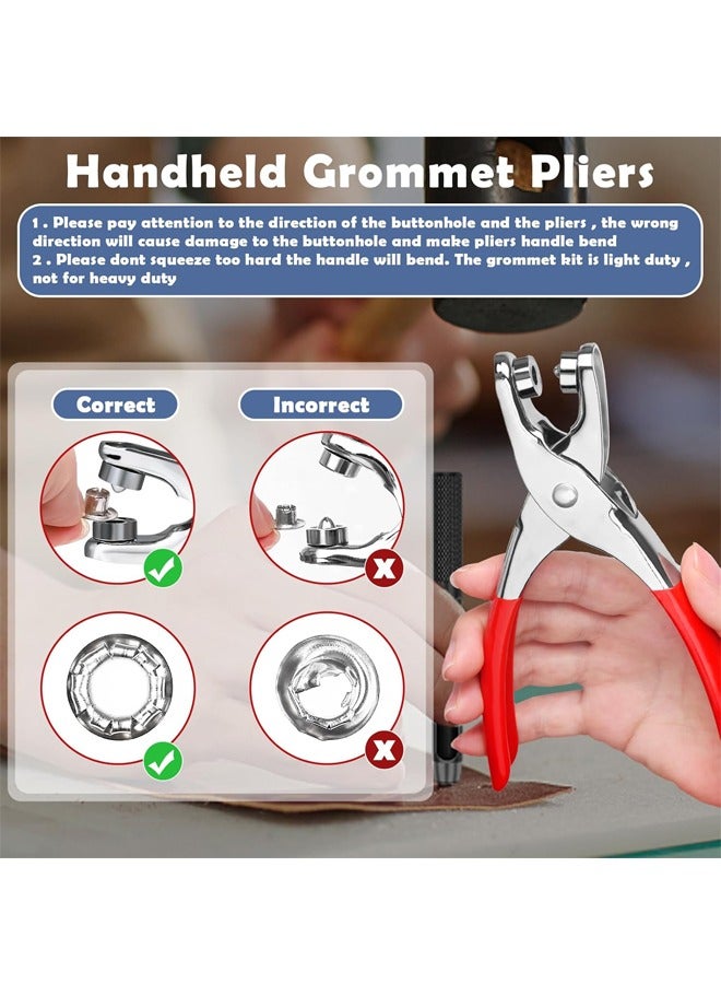 400-Piece Grommet Eyelet Plier Kit, 1/4-inch (6mm ID) Eyelet Tool Kit Includes 200 Gold/Silver Dual-Color Eyelets Grommets and 200 Washers, Manual Crimping Tool Set for Leather/Belts/Footwear/Crafts - Image 5