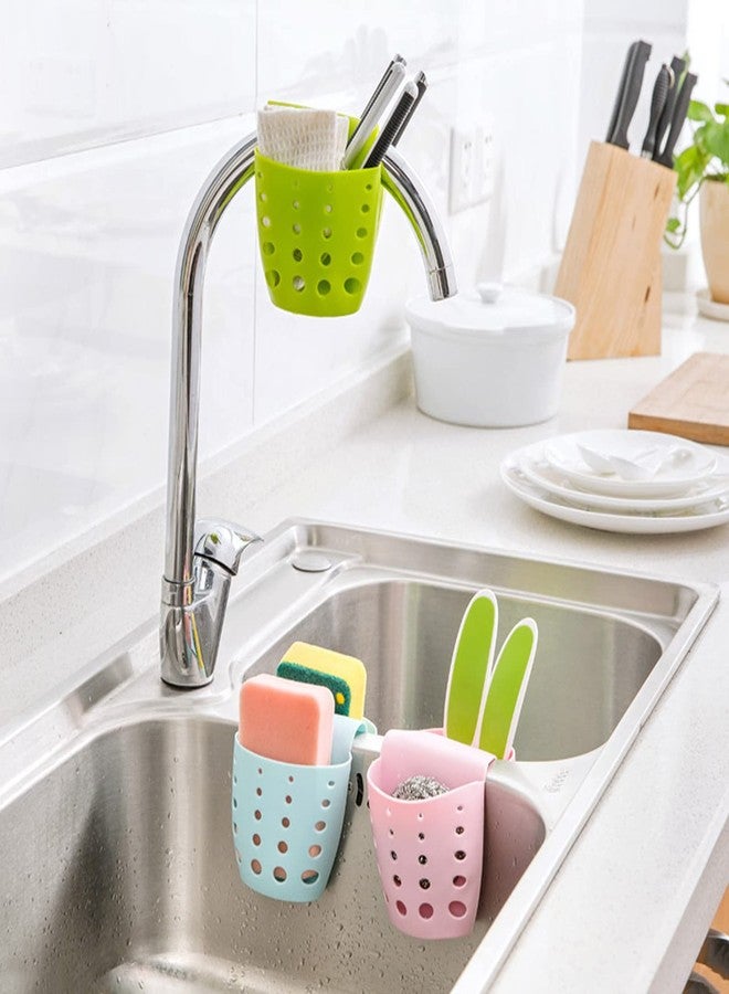 TXIN Sink Hanging Drain Basket, Double Sponge Sink Holder Silicone Kitchen Gadget Storage Organizer, Grey - Image 4