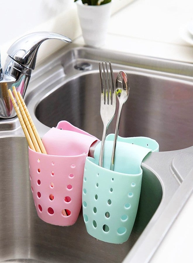 TXIN Sink Hanging Drain Basket, Double Sponge Sink Holder Silicone Kitchen Gadget Storage Organizer, Grey - Image 5