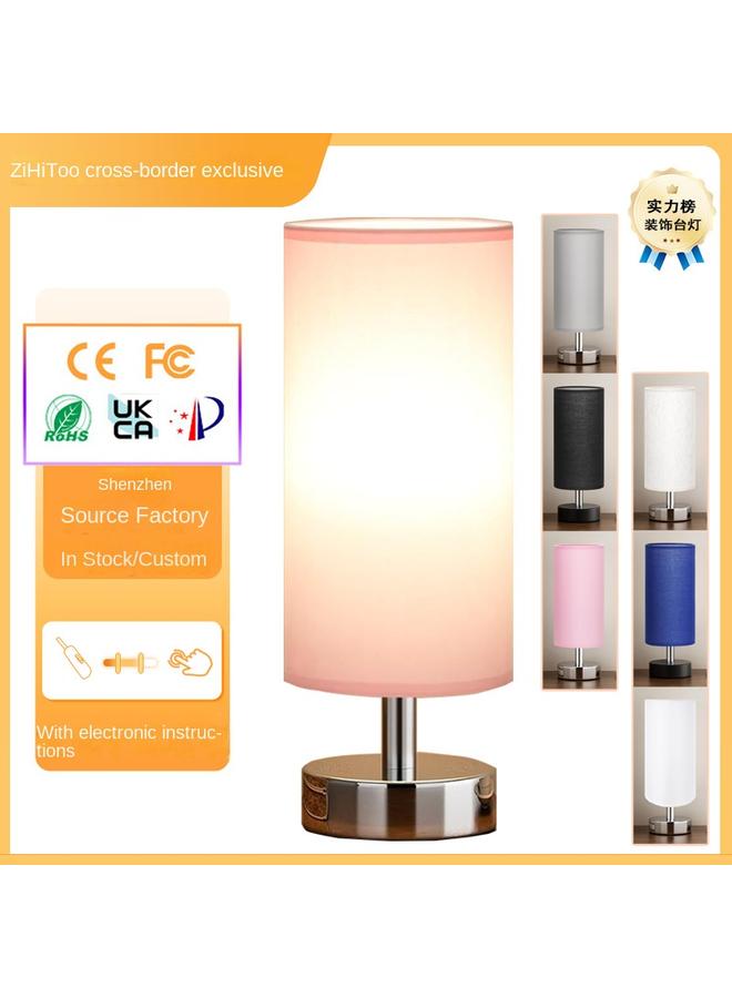 Bluejw Crossover Table Lamp Bedside Advanced Bedroom Fabric Light Luxury Atmospheric Small Table Lamp Study Creative Vintage Decorative Table Lamp - Image 2