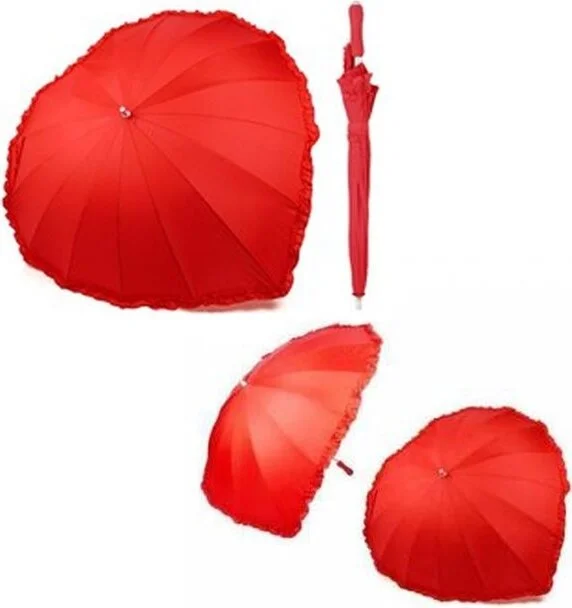 ELEVEN MARKETS Heart Umbrella Red Heart Shaped Umbrella Special Design Large Boston Umbrella