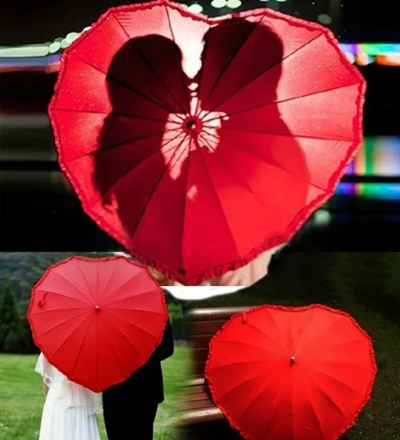ELEVEN MARKETS Heart Umbrella Red Heart Shaped Umbrella Special Design Large Boston Umbrella
