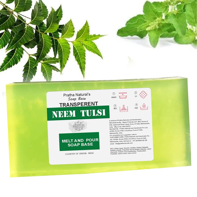 Pratha Naturals Neem Tulsi Melt and Pour soap base Glycerin Soap Base Pure and Natural No Paraben SLS Tallow 5kg - Image 2