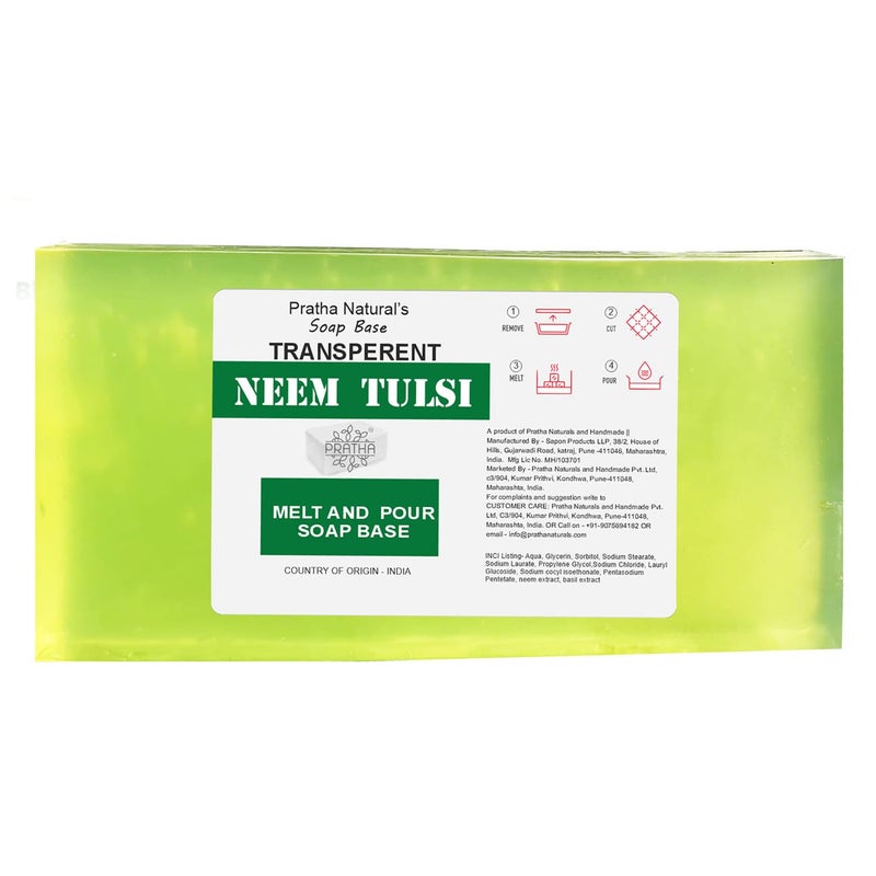 Pratha Naturals Neem Tulsi Melt and Pour soap base Glycerin Soap Base Pure and Natural No Paraben SLS Tallow 5kg - Image 1