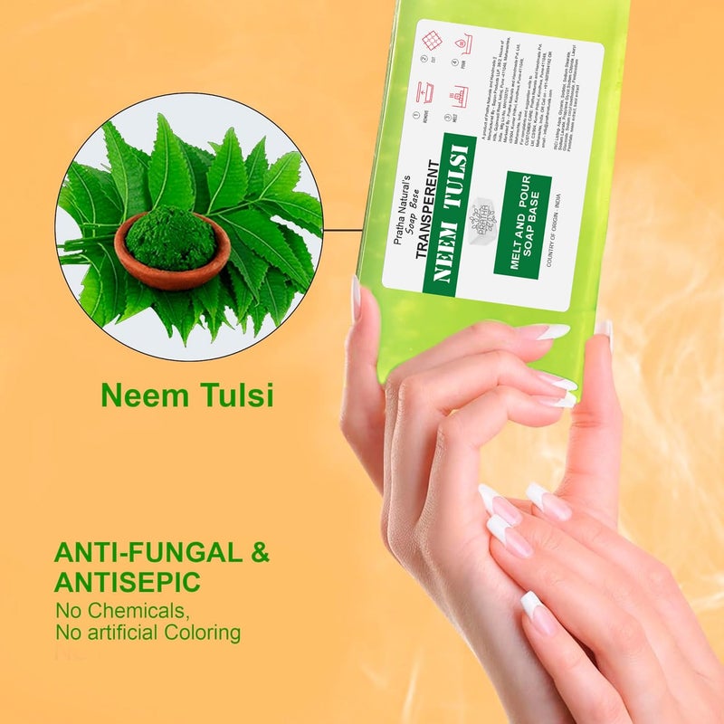 Pratha Naturals Neem Tulsi Melt and Pour soap base Glycerin Soap Base Pure and Natural No Paraben SLS Tallow 5kg - Image 4