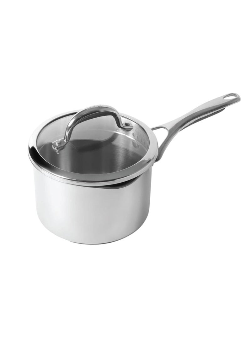 Meyer Select 18cm Stainless Steel Saucepan with Glass Colander Lid – Induction Compatible, Oven & Dishwasher Safe, Metal Utensil Safe - Image 1