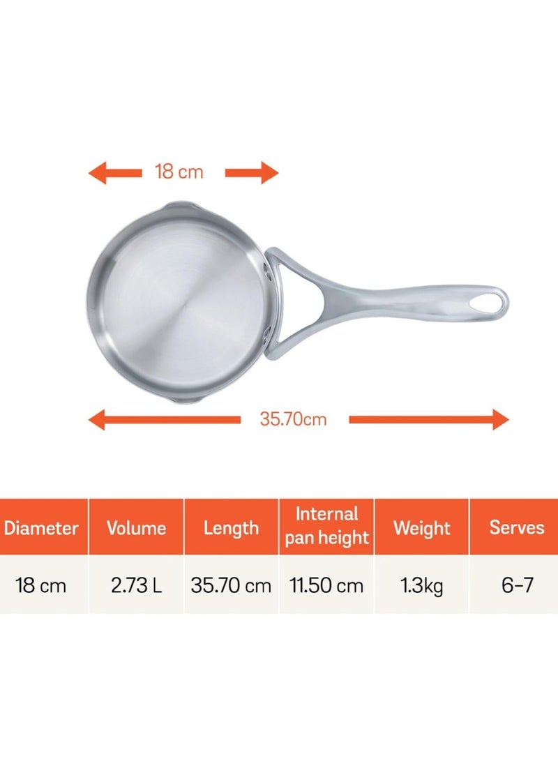 Meyer Select 18cm Stainless Steel Saucepan with Glass Colander Lid – Induction Compatible, Oven & Dishwasher Safe, Metal Utensil Safe - Image 3