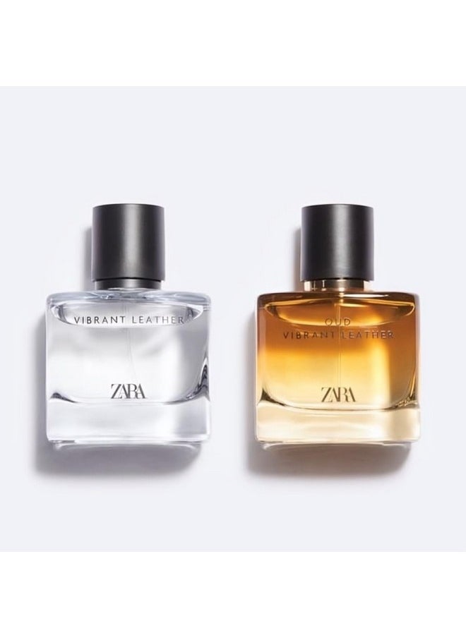 Zara - Zara Vibrant Leather and Oud Vibrant Leather Cologne for Men EDP Eau De Parfum Fragrance Set 2x 60 ML (2.03 FL. OZ) - Image 1