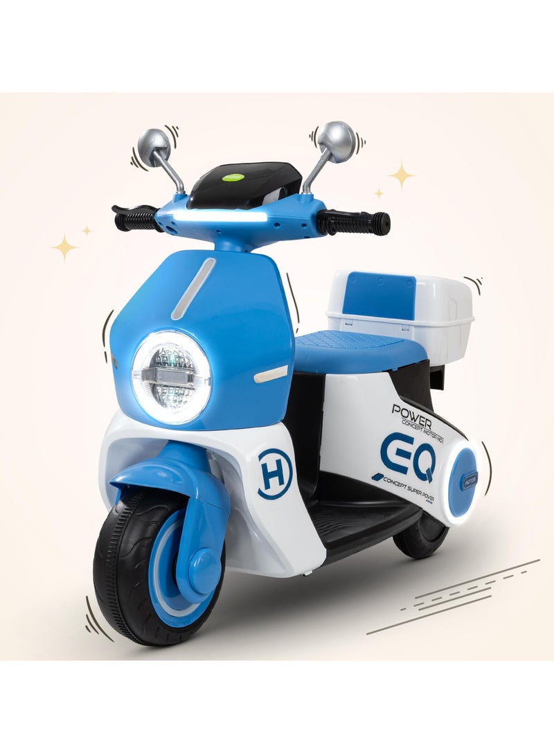 BAYBEE Daft Battery Operated Bike for Kids, Ride on Toys Kids Bike Scooty with Light & Music Baby Rechargeable Battery Bike Electric Bike for Kids to Drive 1 to 3 Years Boy Girl Blue - Image 1