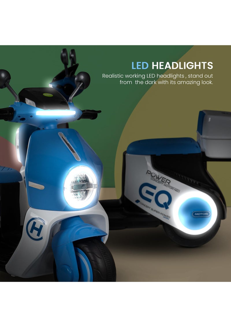 BAYBEE Daft Battery Operated Bike for Kids, Ride on Toys Kids Bike Scooty with Light & Music Baby Rechargeable Battery Bike Electric Bike for Kids to Drive 1 to 3 Years Boy Girl Blue - Image 4