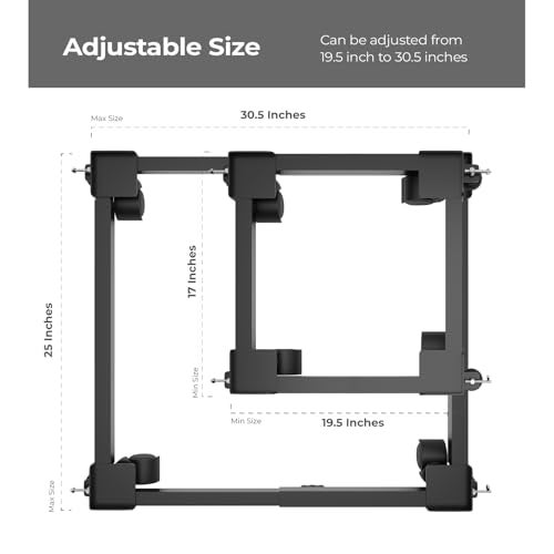 Lifelong Universal & Adjustable Metal Washing Machine Stand (5 KG to 12 KG) | Trolley with Wheels | Single/Double Door Fridge Stand, Air Cooler Stand | 180 KG Capacity, 4 Anti Vibration Pads | Black - Image 3