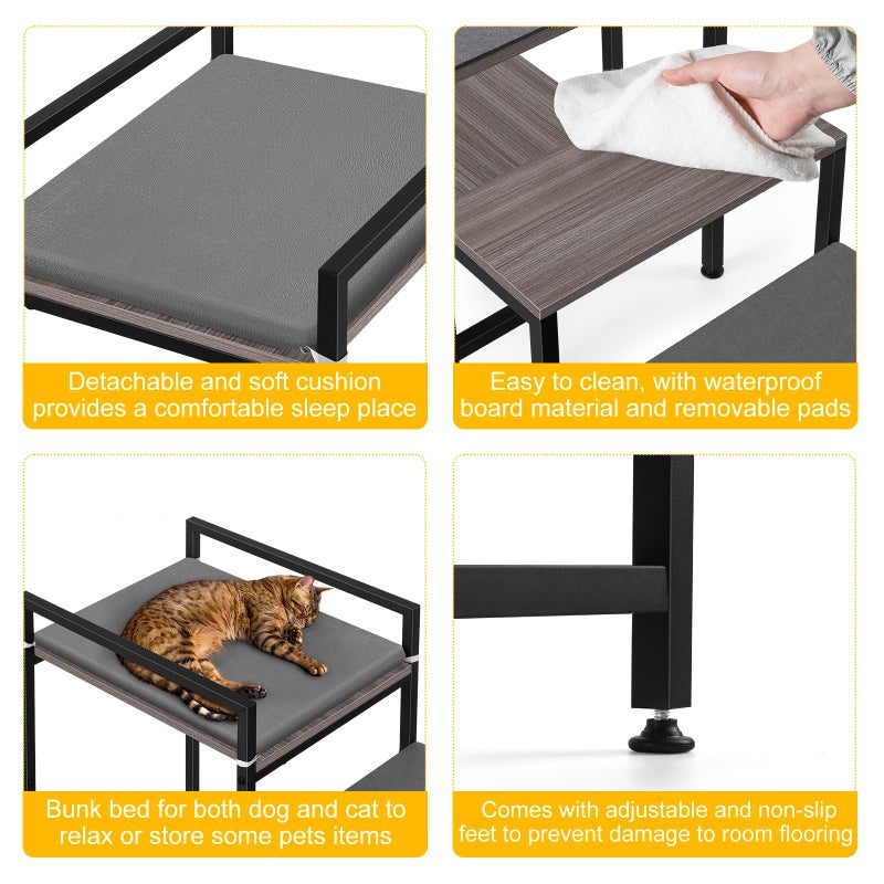 smusei Dog Window Perch Dog Steps for High Beds and Couch, 22''H Non-Slip Stairs for Small Medium Cats, 4 Steps Pet Bunk Bed with Stair, Sturdy Frame - Image 5