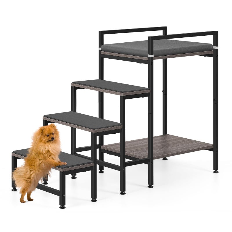smusei Dog Window Perch Dog Steps for High Beds and Couch, 22''H Non-Slip Stairs for Small Medium Cats, 4 Steps Pet Bunk Bed with Stair, Sturdy Frame - Image 1
